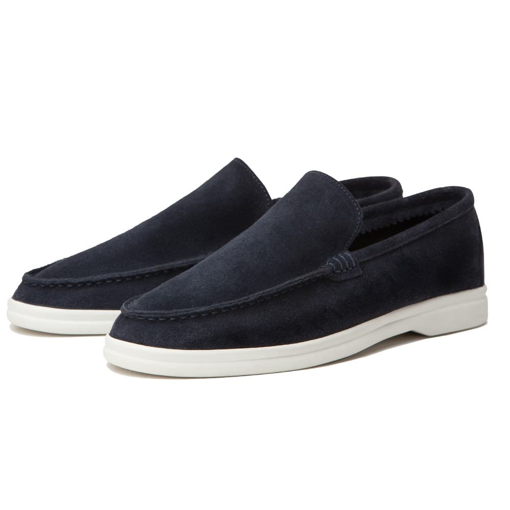 [CUSTOMADE] Mocassins Unissex De Camurça De Couro/Masculinos/Mocassim Feminino/Marinho/CR0046NV