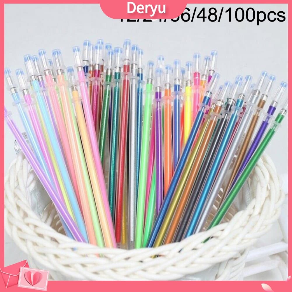 [Deryu][12/24/36/48/100Pcs Multicolor 1mm Escrita Em Gel Caneta Substituível Refils