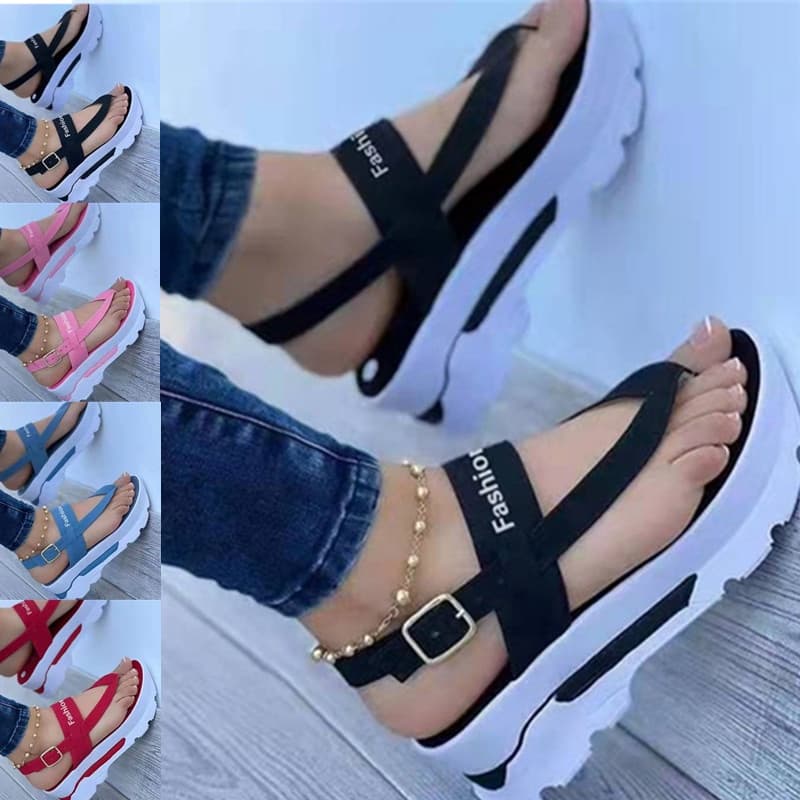 Sapatos Femininos Sandálias Piar Dedão Para Mulheres Retrô Feminino Leves Sandália Plataforma Cor Sólida Calçado