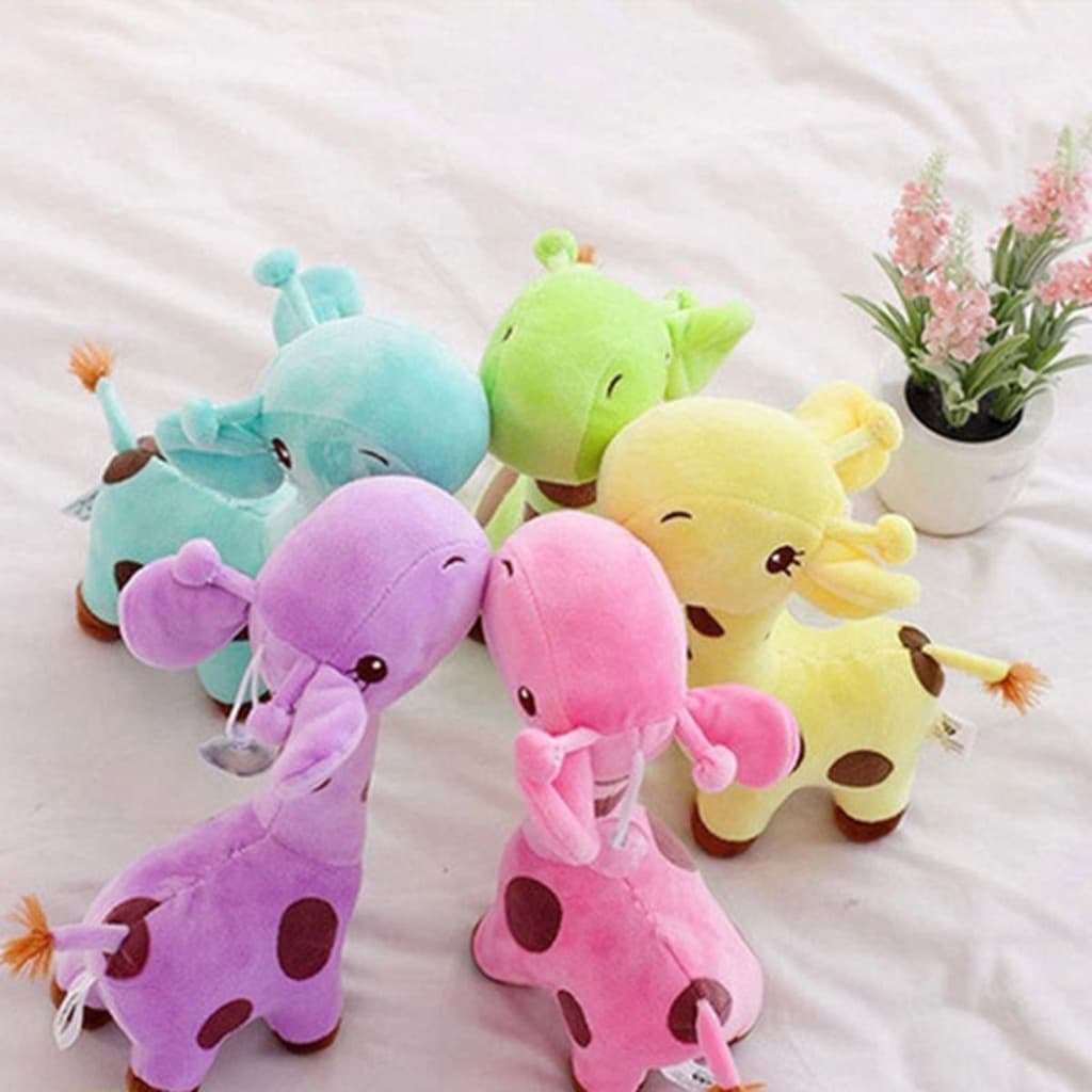 Brinquedo de Cachorro Bichinho de Pelúcia Girafa Colorida Mordedor Pet Bordado com Ventosa