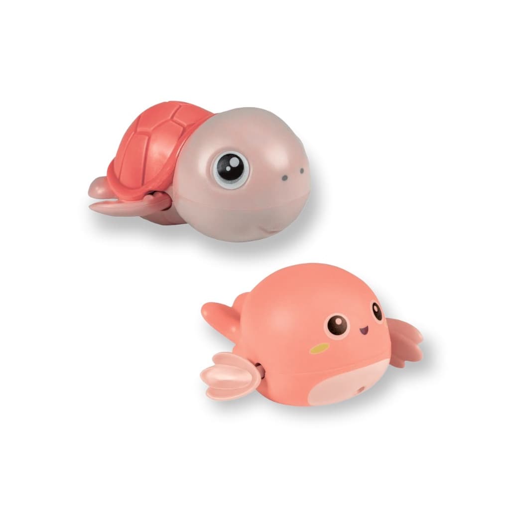 KIT 2 BRINQUEDOS DE BANHO DIVERSÃO INFANTIL BEBE QUE NADA AO DAR CORDA BANHEIRA PISCINA BUBA