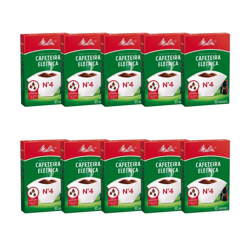 Filtro Papel Melitta Cafeteira Elétrica N°4 10 cx com 30Un