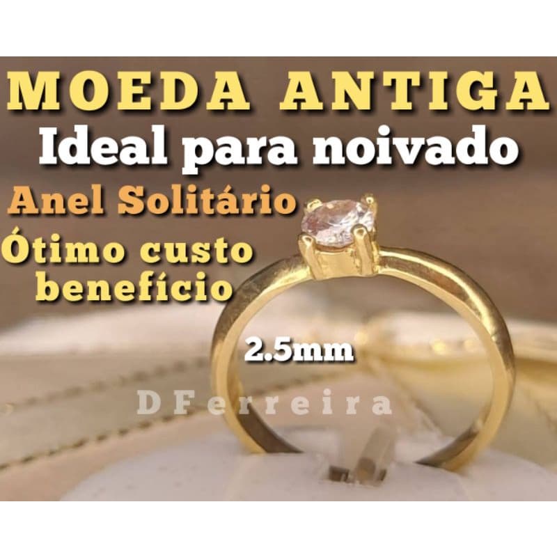 Anel Solitário Moeda Antiga Original