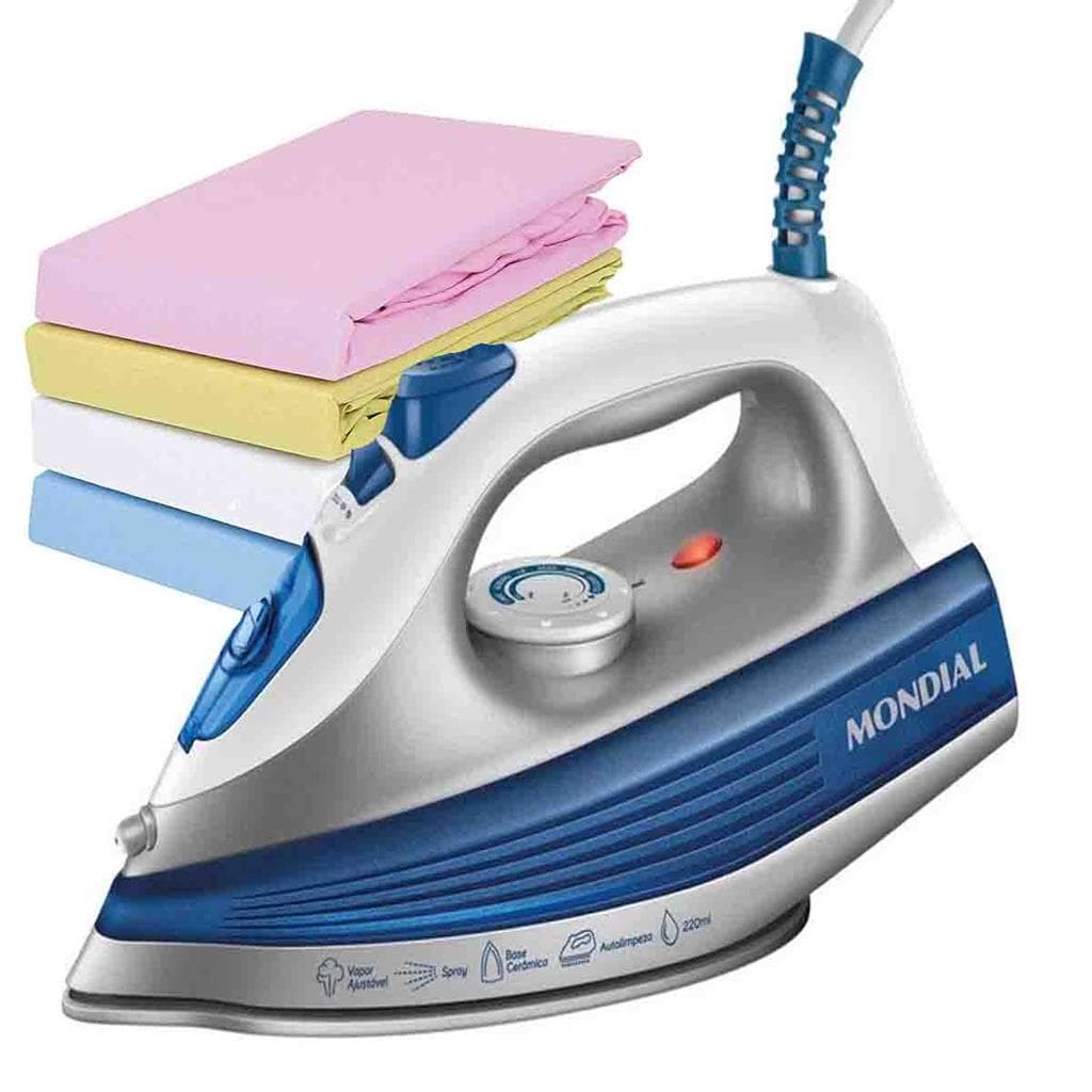 FERRO DE PASSAR SECO E VAPOR MONDIAL BASE CERAMICA C/ SPRAY 220V