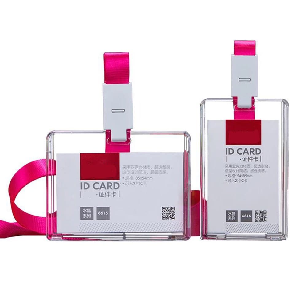 Porta-Cartões De Crédito Acrílico Transparente Crachá Cristal Plástico Sem Cordão