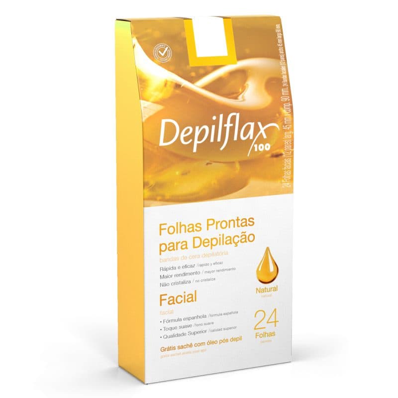 Folhas Prontas Faciais Depilflax Natural C/ 24 Und