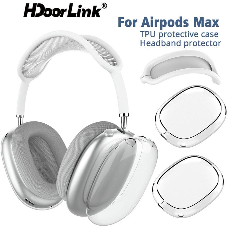 HdoorLink 2pçs Capa Protetora De Silicone Transparente Flexível TPU Para Air-pods Max Fone De Ouvido Acessórios De Cabeça De Substituição