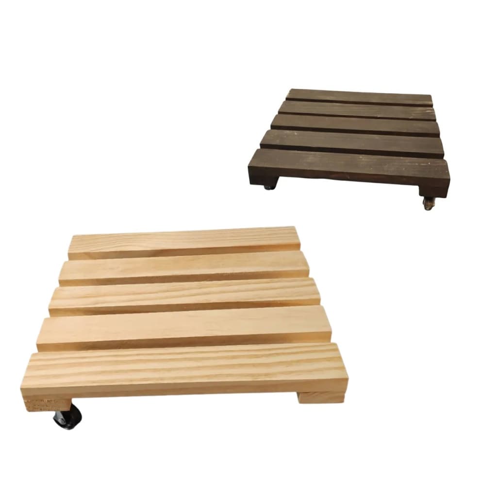 Suporte para Plantas, Botijão madeira com rodinhas Quadrado