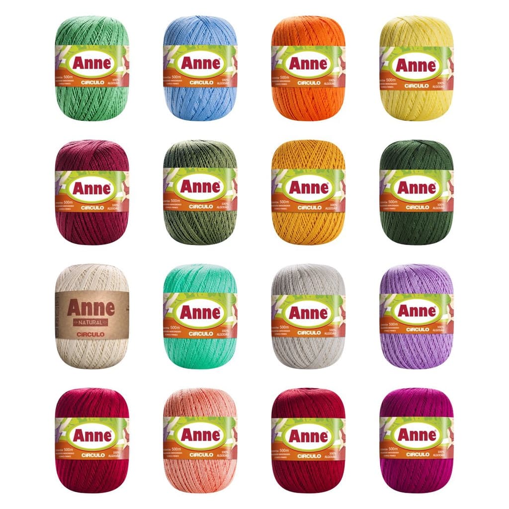 Fio Anne Circulo Linha De Crochê Tricô 500 Metros Varias Cores de H a Z