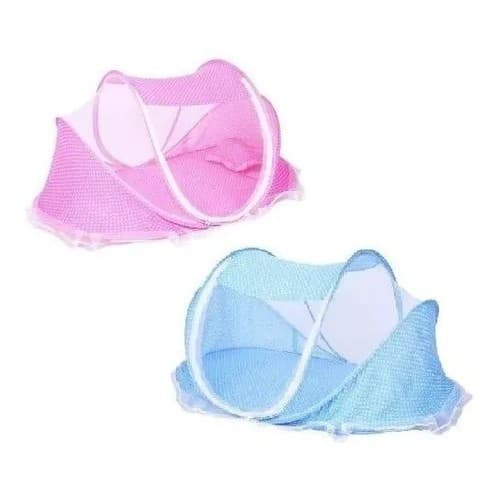 Berço Mosquiteiro Portátil Infantil Cama Azul E Rosa