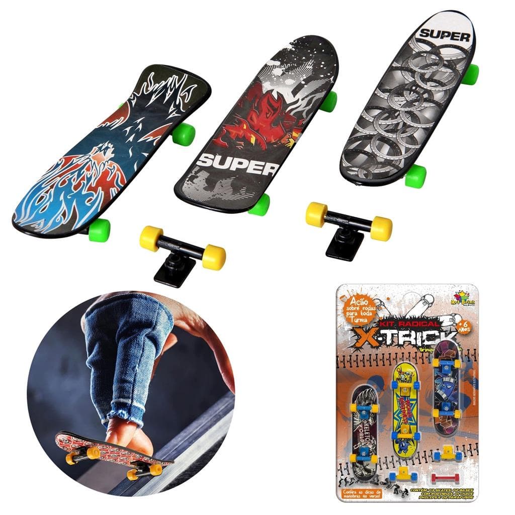 Skate Dedo Infantil 3 Un Presente Fingerboard Lembranca - Art Brink