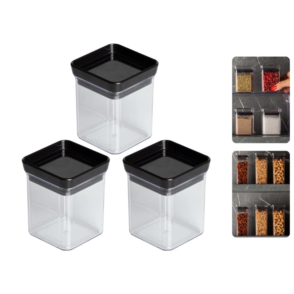 Kit 3 Mini Potes Hermético Empilhável Cozinha Temperos 180 ml