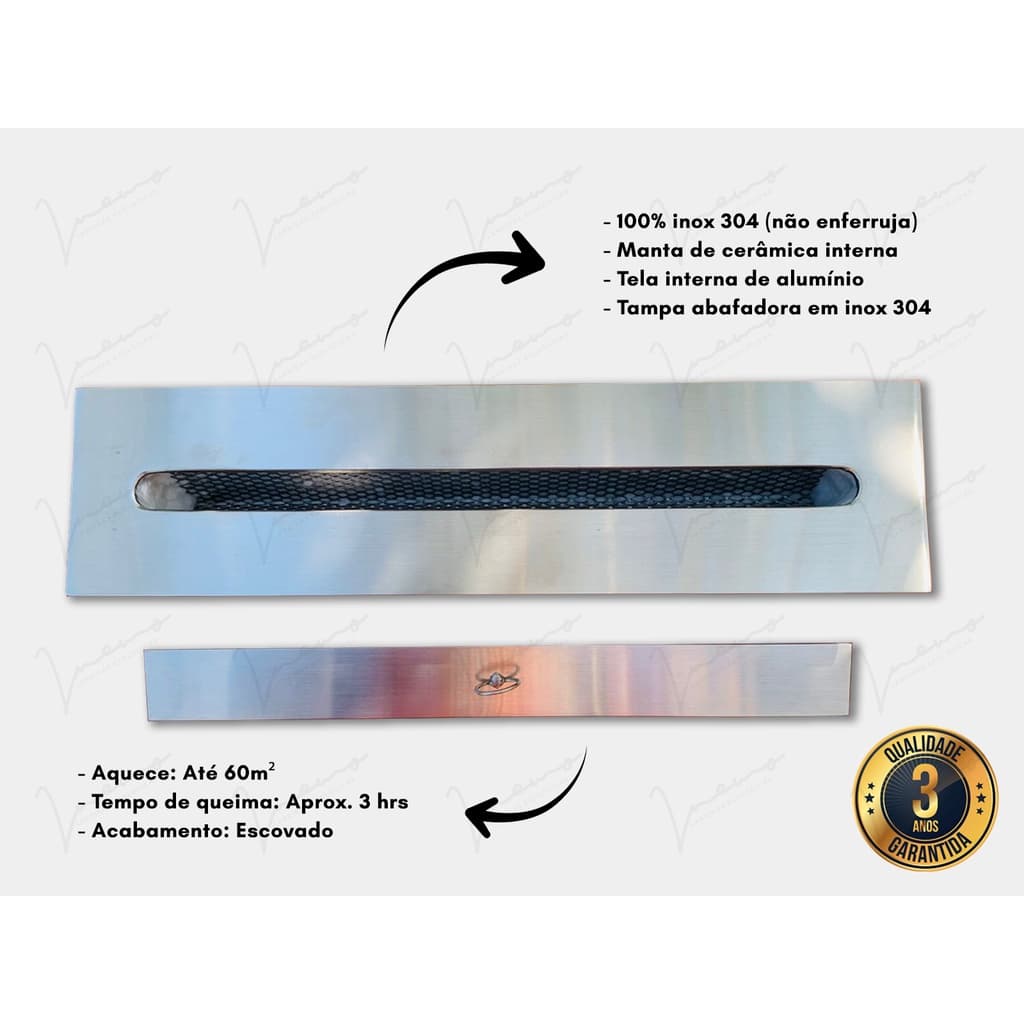Queimador para Lareira Ecológica 40cm Inox 304