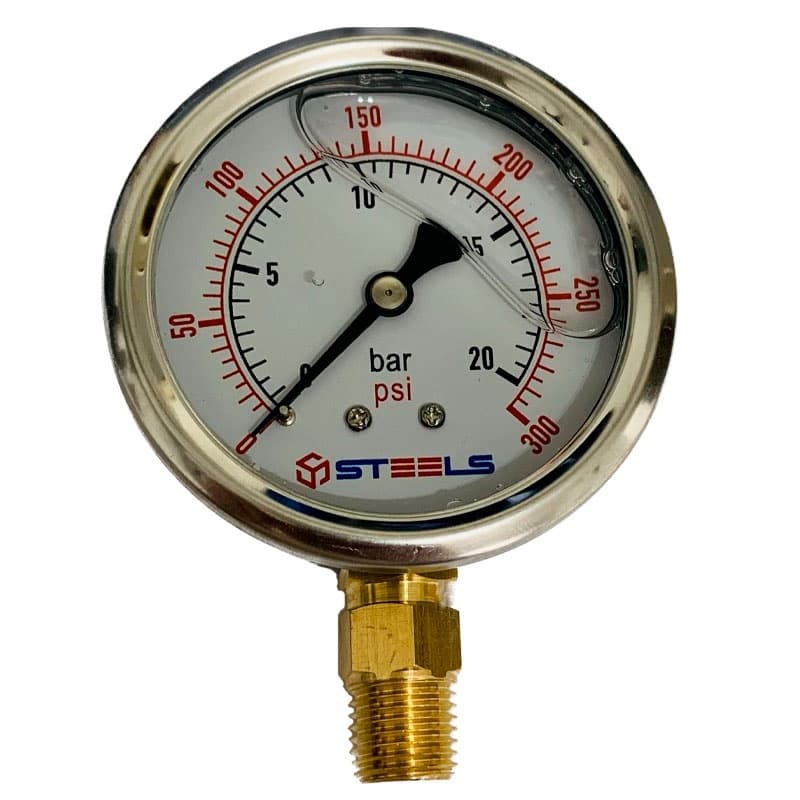 Manômetro Com Glicerina Saída Vertical 1/4 0 A 20 Bar 300psi