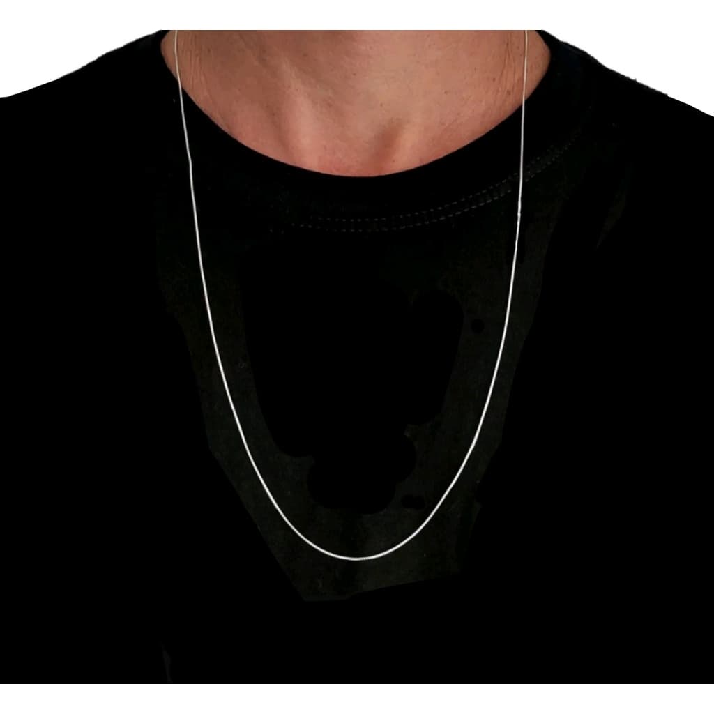 Corrente Fina Cordão Masculino Banhado a Prata 925 Veneziana 60 cm