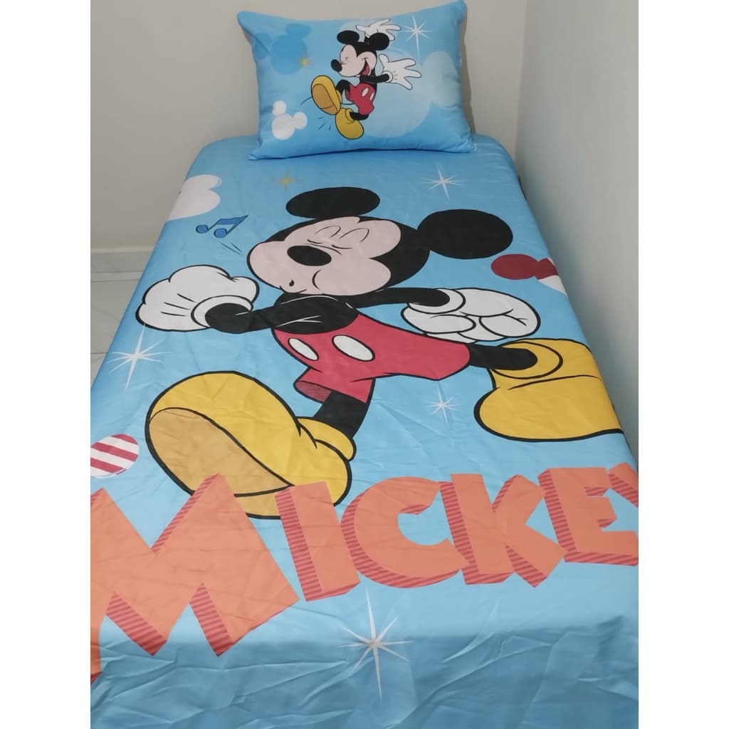 Lençol Cobre Leito Solteiro  + Fronha  Mickey Blue