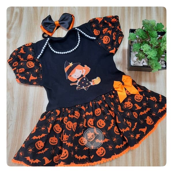 Fantasia halloween, bore halloween, body infantil halloween, dia das bruxas, roupa infantil menina