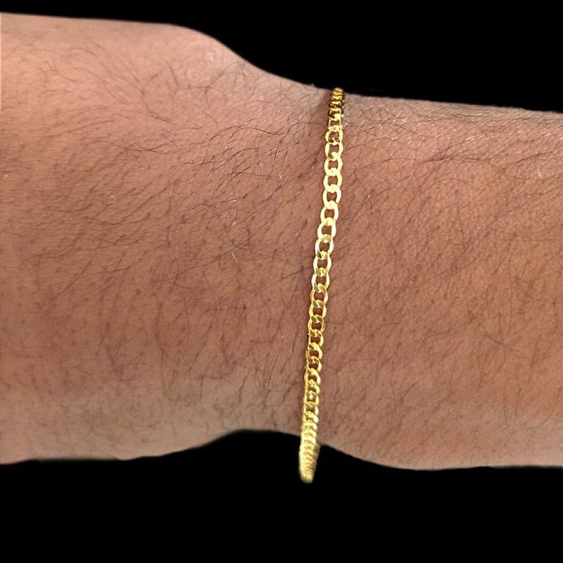 Pulseira Masculino Fino veneziana 2mm Bracelete Banhado A Ouro 18k