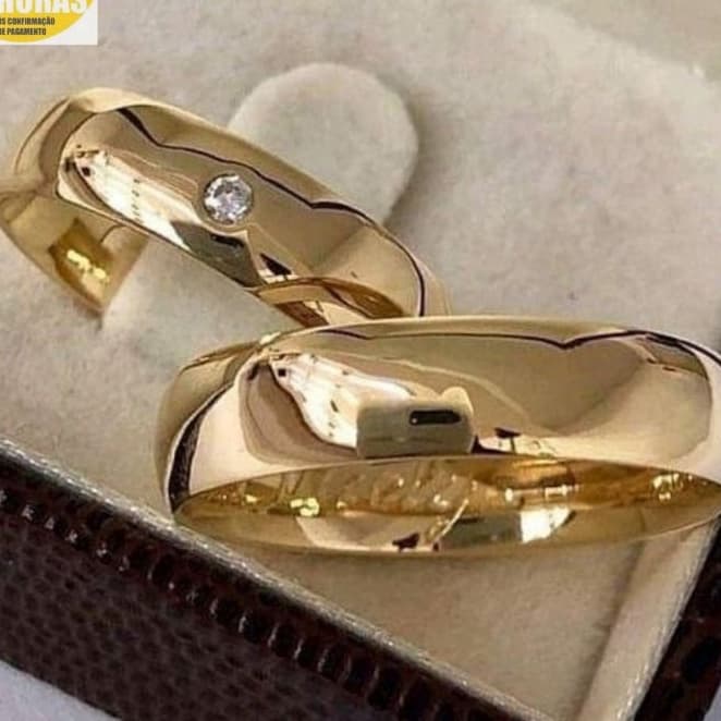 Par de alianças 6mm Casamento e Noivado Moedas Antigas feminina com pedrinha Enviar medida no chat após após a compra