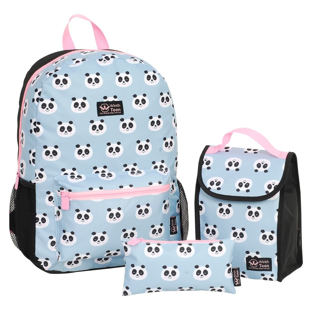 Kit Mochila Com Lancheira Térmica  e Estojo Feminina - Wincy