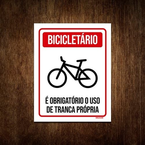 Placa De Sinalização - Bicicletário Obrigatório Tranca