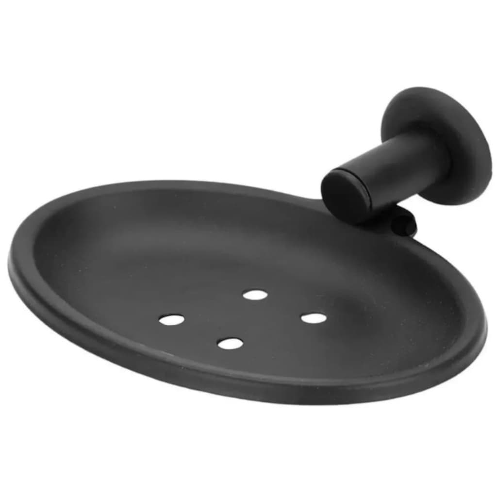 Saboneteira Stander Preto Fosco Inox Dupla Fixação Em Metal