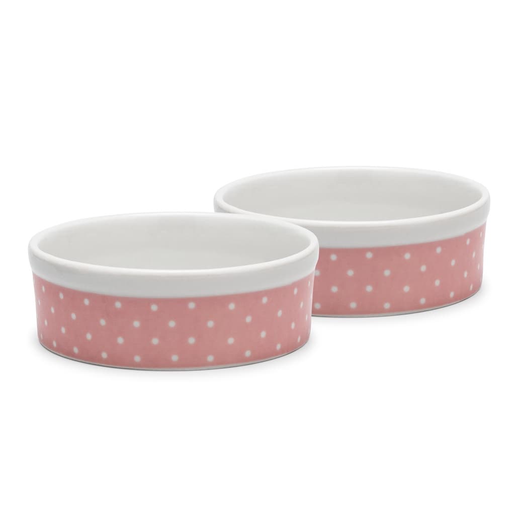 2 Comedouro Caes E Gato Rosa 610ml Porcelana Porta Ração Pet comedouro gato, fonte bebedouro gatos,
