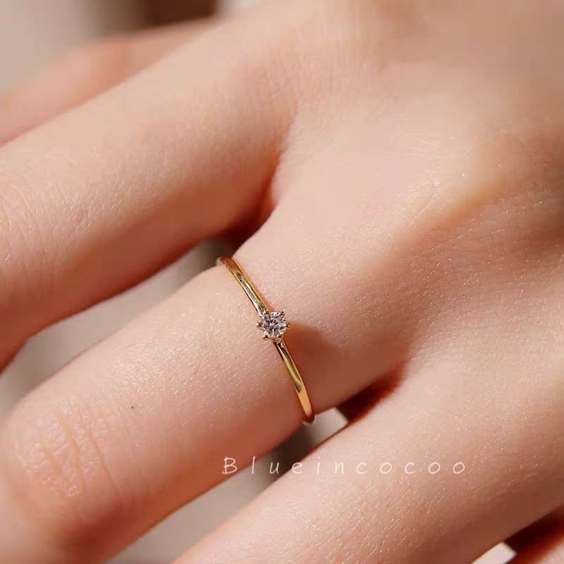 Anel Feminina Solitário 1.5mm/2mm /4mm Dourado e Prata em Aço inox 316L