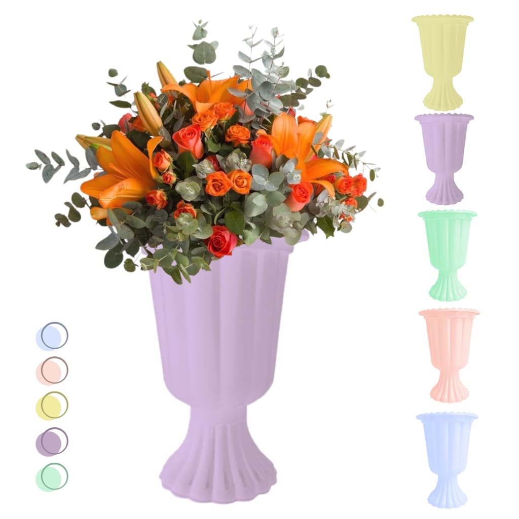 Kit 2un vaso grego plastico decorativo arranjo de flores mesa aniversario casamento festa noivado taça romana plastico resistente