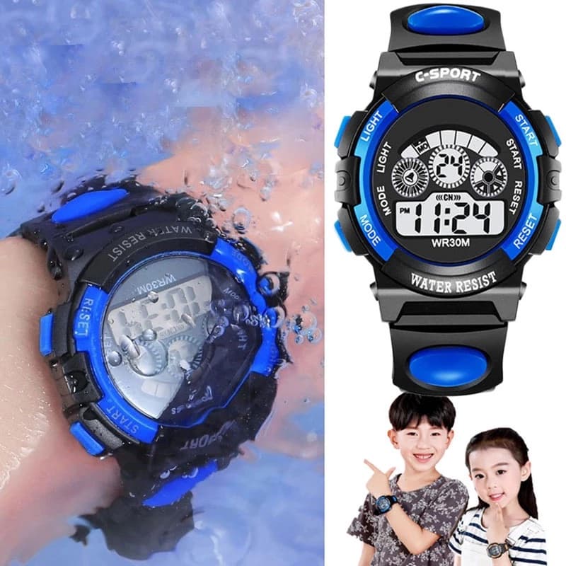 Relógio De Pulso Eletrônico Infantil À Prova D'água Luminoso Com Display LED E Multifuncional