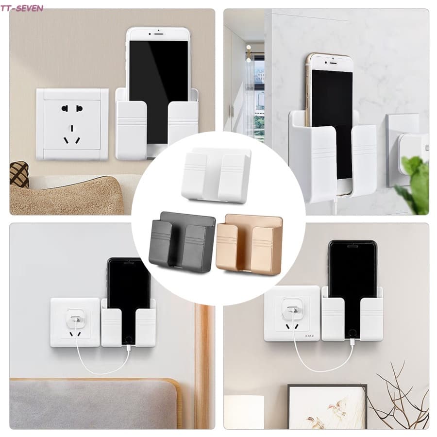 (HG) Wall Mount Holder Telefone , Adesivo De Móvel Suporte De Carregamento Titulares , Caixa De Armazenamento De Controle Remoto Para O Quarto , Cozinha , Banheiro , Escritório E Muito Mais / Envio Express - Promoção