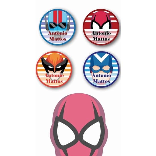 Etiquetas Personalizadas utensílios 40 unidades Super Heróis