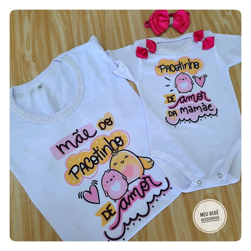 Roupa Meu Primeiro Dia Das Mães Com Minha Filha Camisa Mãe e Filha Tal Mãe Tal Filha Mamãe Kit Body e Camiseta
