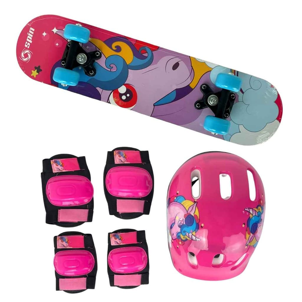 Kit Skate Infantil Completo + Acessórios de Proteção Capacete Joelheira Cotoveleira Meninas CKS Toys