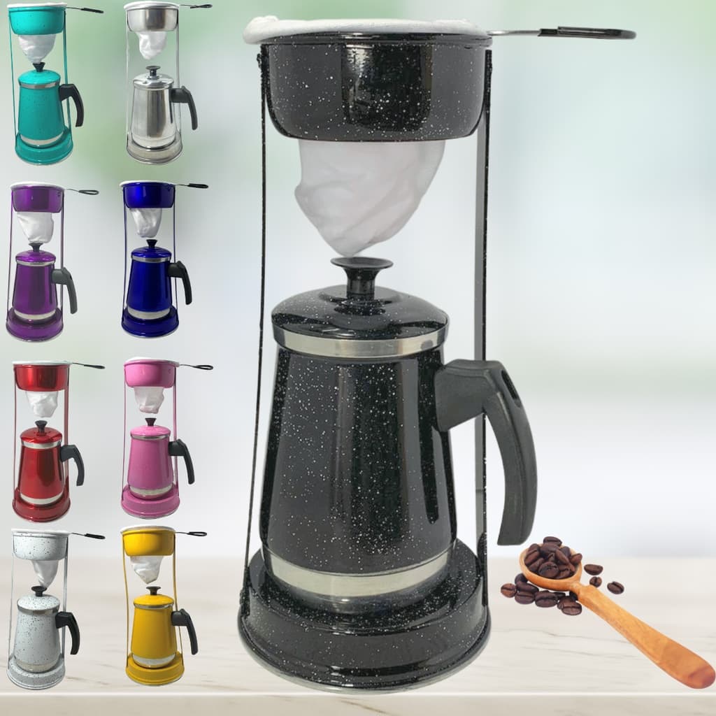 Bule Mancebo Coador De Café colorido Retro em Alumínio Mariquinha Cafeteira 1,2 LT