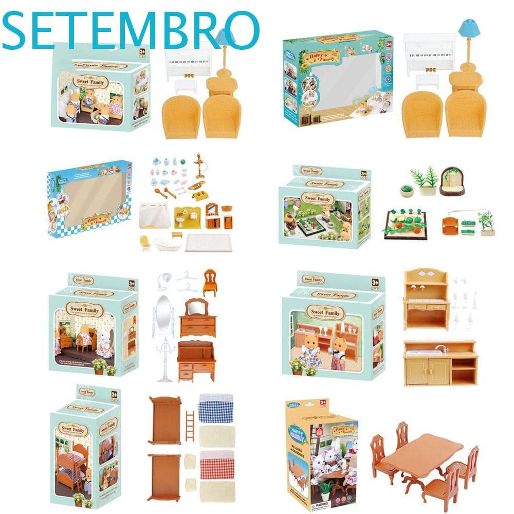 Conjunto De Coleção De Animais Florestais De Móveis Em Miniatura , Jardim , Meninas , Banheiro , Cozinha , Br