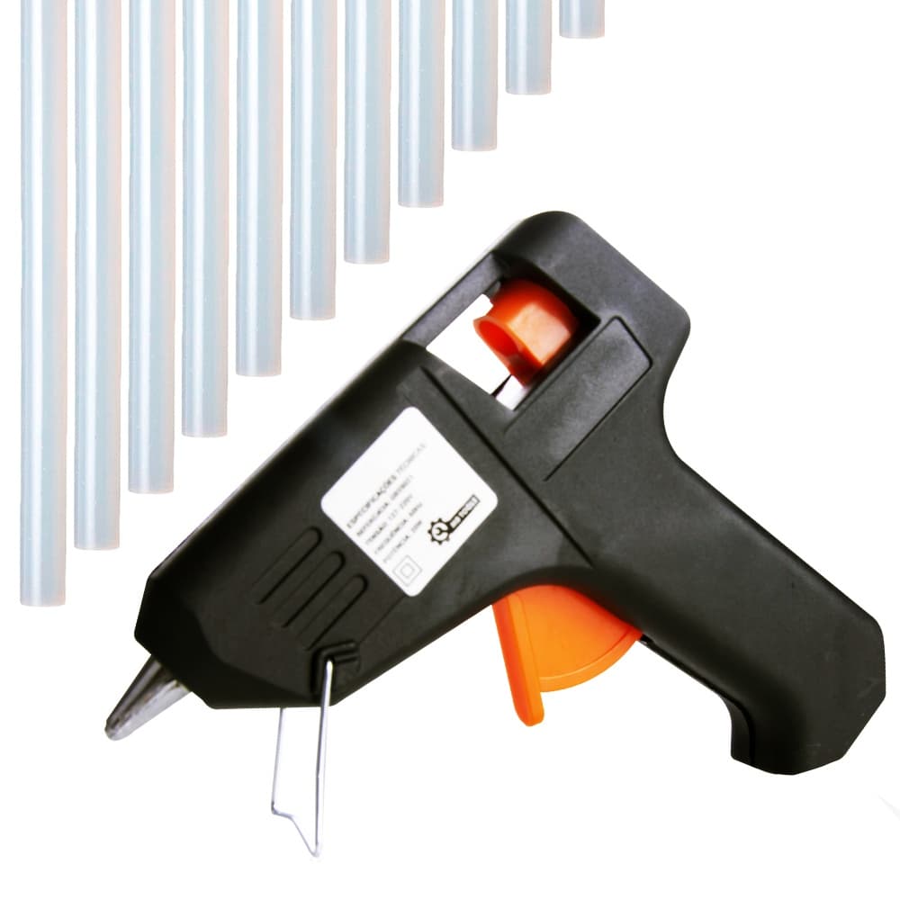 Pistola de Cola Quente Pequena Bivolt + 50 Batões Cola Fina |