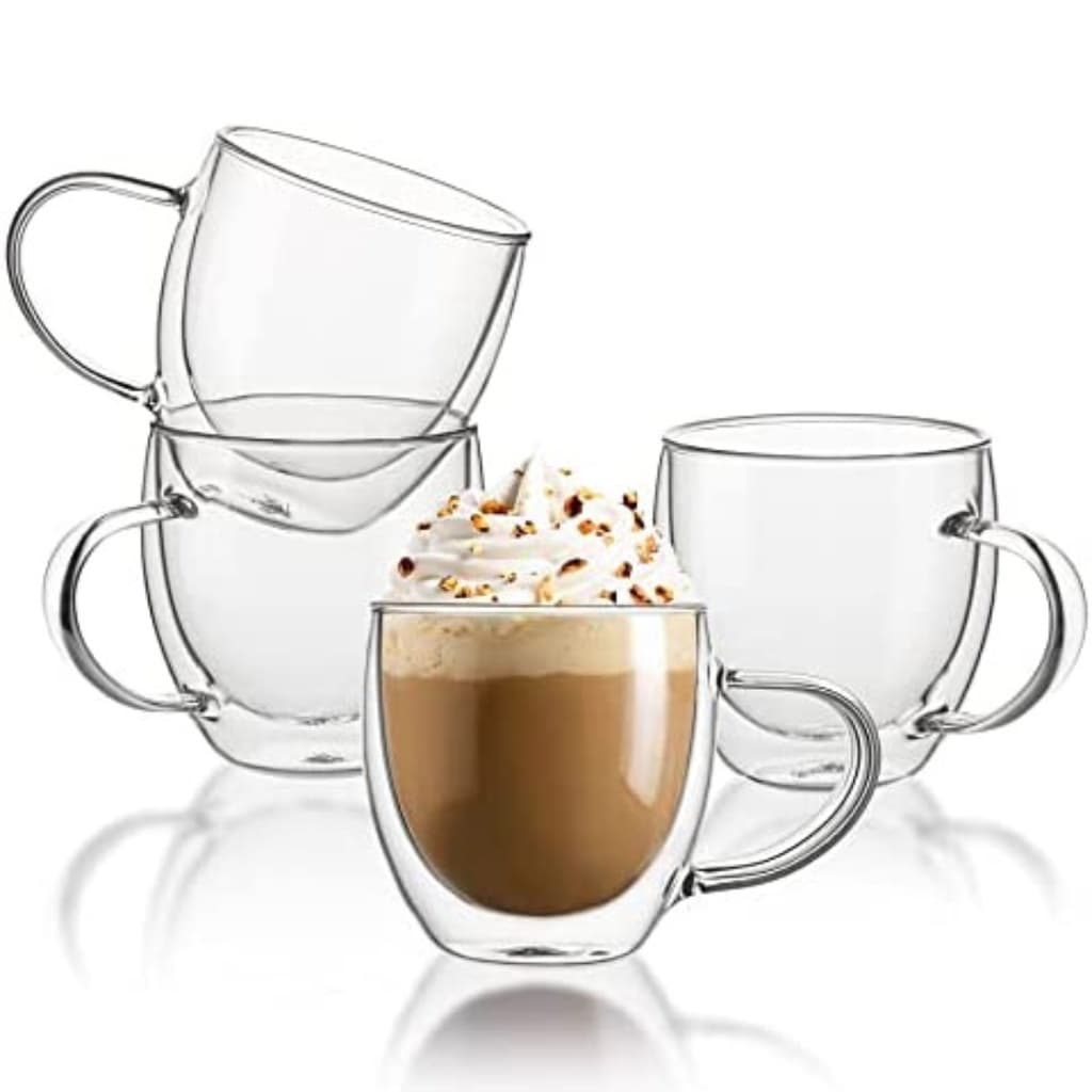Xícara Vidro Duplo 250ml Com Alça Nespresso Dolce Gusto 4 Peças