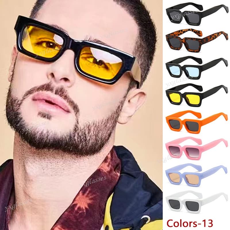 Novo Óculos De Sol Europeu Americano Moda Retrô Quadrado Masculino Punk Neutro Preto Para Homens Sombre Feminino