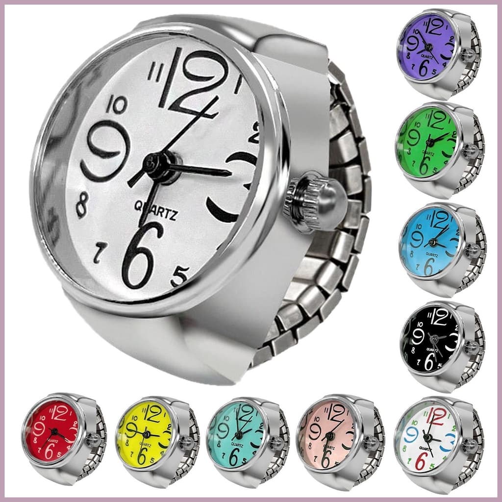 Mini Relógio Anel Criativo Vintage Dedo Moda Acessórios Liga Concha Homens Joias Femininas hyss2br