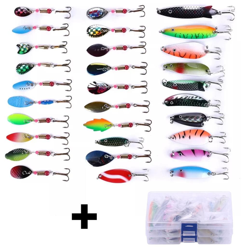 30 isca Artificial Spinner Bait Metal Garateia Vibracao Para Tucunare Traira Robalos Tabaranas Dourados