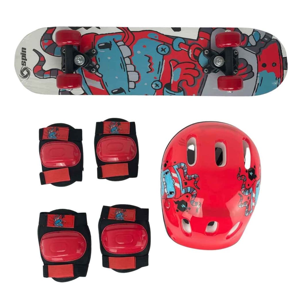 Kit Skate Infantil Completo + Acessórios de Proteção Capacete Joelheira Cotoveleira Meninos