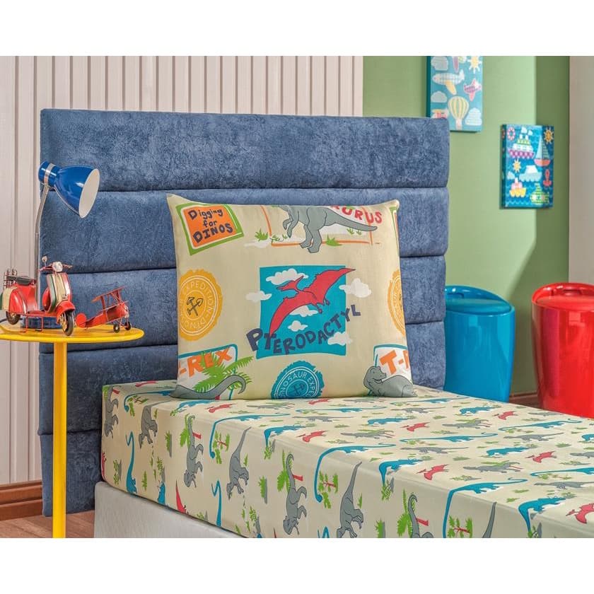 Lencol Para Cama de Solteiro Infantil Menino Game Dinossauro