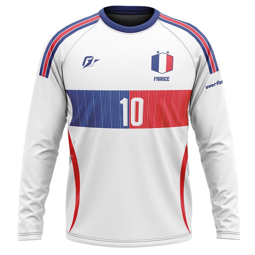 Camiseta Manga Longa Filtro UV Franca Torcedor Retro Away