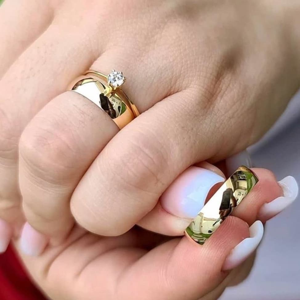 Aliança Casamento OURO 18K Banho 6mm Anatômicas Antialergica