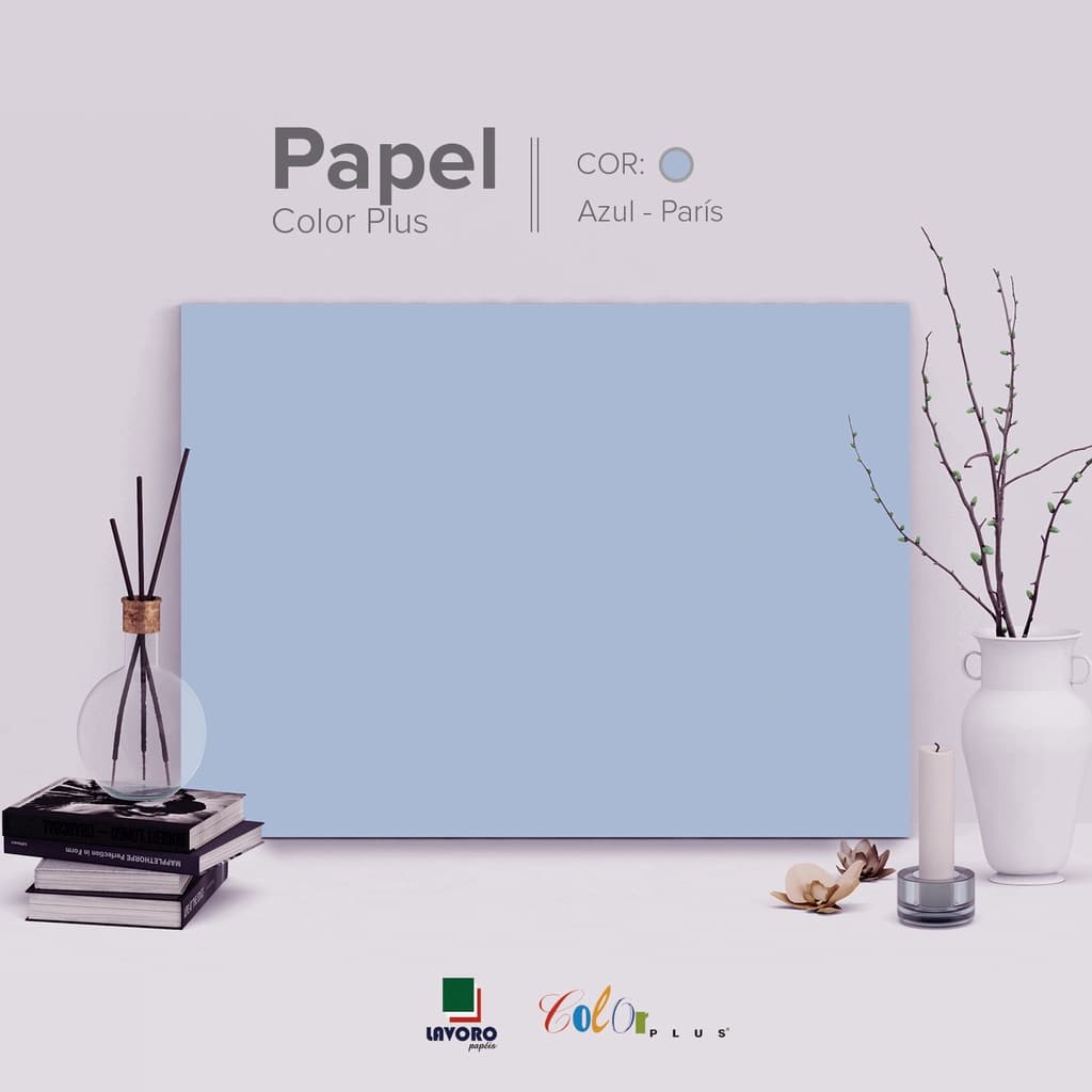 Papel Color Plus 180g A4 - Azul Claro (Paris) - 27 Folhas