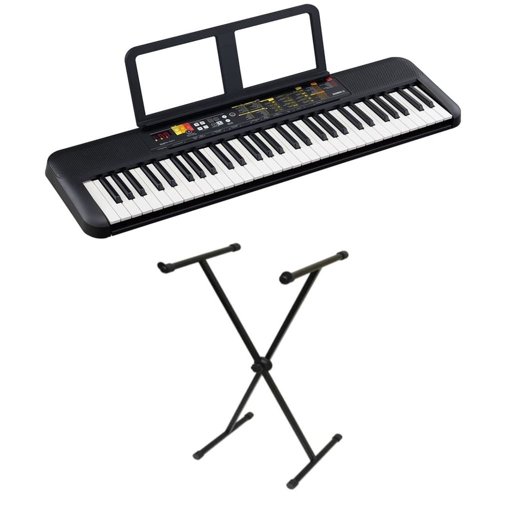 Teclado Musical Yamaha p/ Iniciantes 61 Teclas F52 + Suporte