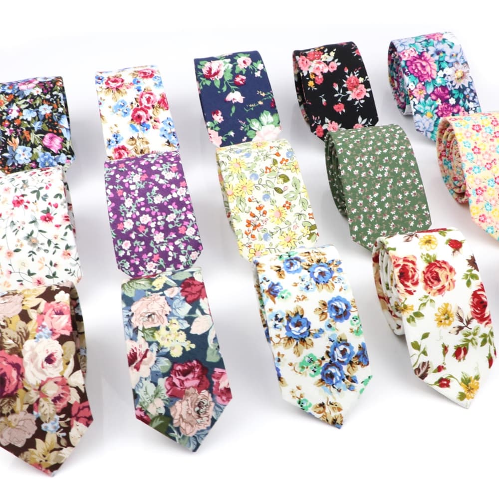 ZONFAZ Moda Floral Algodão Gravata Para Homens De Pescoço Fino Com Flor Skinny Casamento Romântico Casual