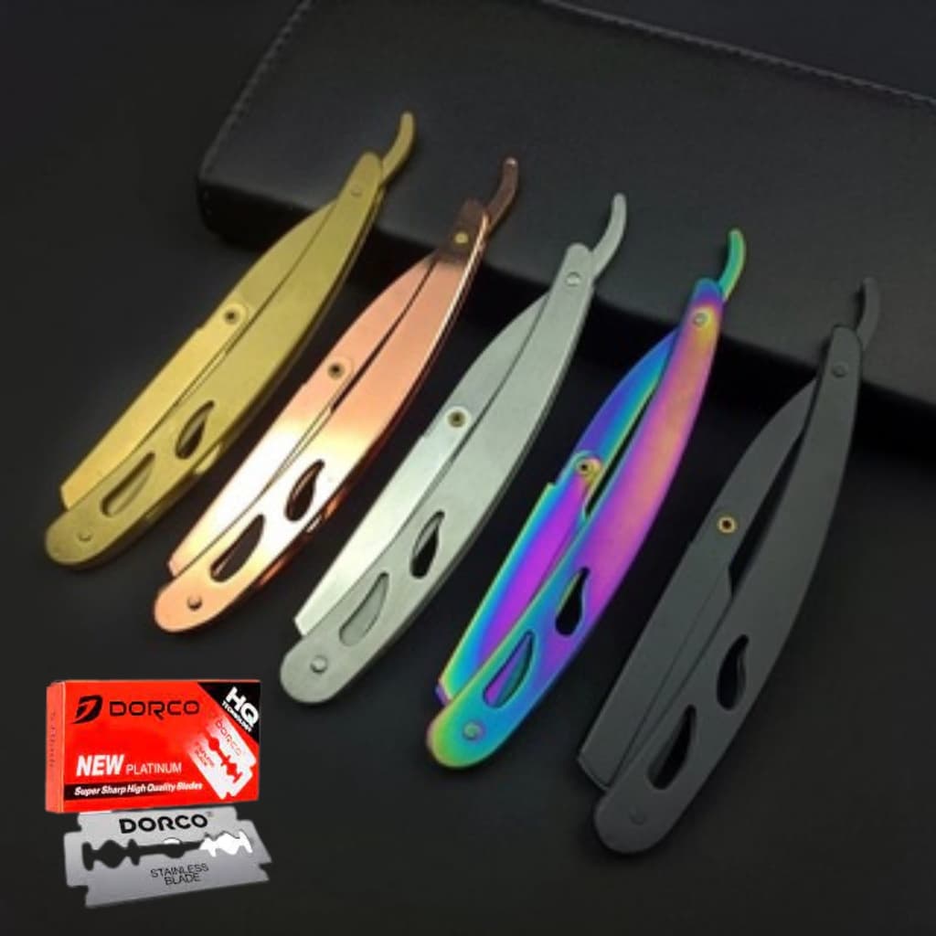 Navalha Navalhete Barba Barbeiro Acabamento Profissional Aço Inox (Com Lâminas)