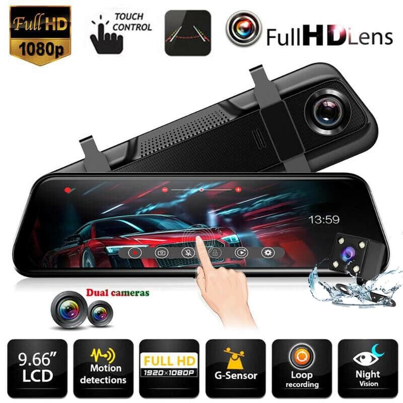 Câmera Dash 10 Polegadas HD 1080P Sensível Ao Toque Gravador De Vídeo Frontal E Traseira Cam Carro DVR